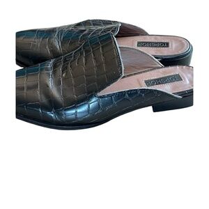 Topshop Black Crocodile-Embossed Leather Kingdom Women’s Loafers